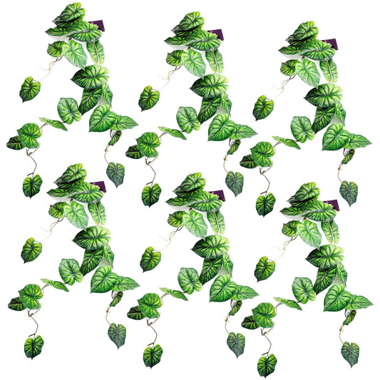 6 - Pack 120cm Alocasia Dragon Scale Fake Plants - Lush Green Trailing Vines - plants - express.com