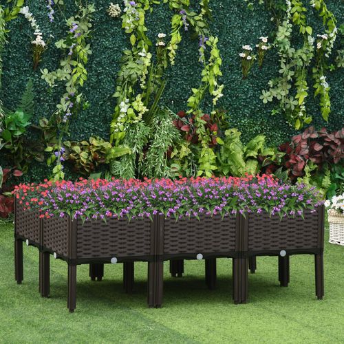 6 - pcs Raised Flower Bed Stackable Vegetable Herb Box with Drainage Holes - plants - express.com