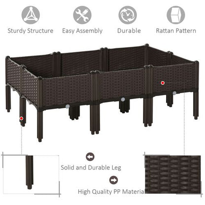 6 - pcs Raised Flower Bed Stackable Vegetable Herb Box with Drainage Holes - plants - express.com