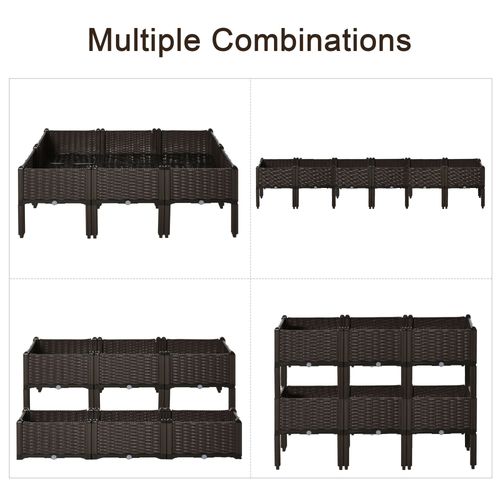 6 - pcs Raised Flower Bed Stackable Vegetable Herb Box with Drainage Holes - plants - express.com