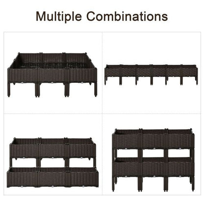 6 - pcs Raised Flower Bed Stackable Vegetable Herb Box with Drainage Holes - plants - express.com