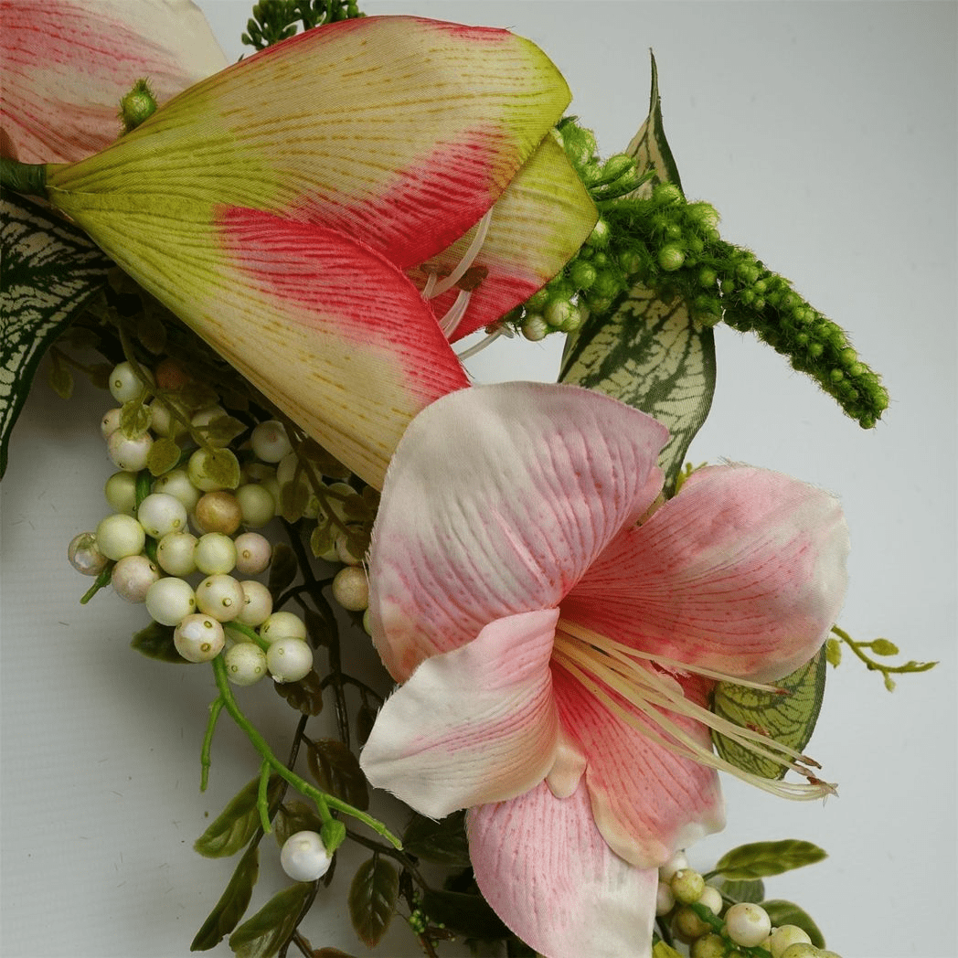 60cm Luxury Pink Lily Floral Wreath - Stunning Decor for Any Door - plants - express.com