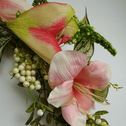 60cm Luxury Pink Lily Floral Wreath - Stunning Decor for Any Door - plants - express.com