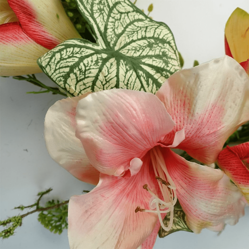 60cm Luxury Pink Lily Floral Wreath - Stunning Decor for Any Door - plants - express.com
