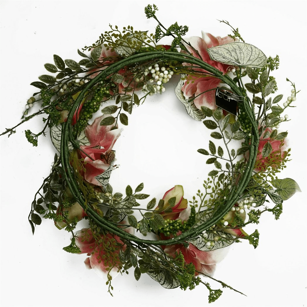 60cm Luxury Pink Lily Floral Wreath - Stunning Decor for Any Door - plants - express.com