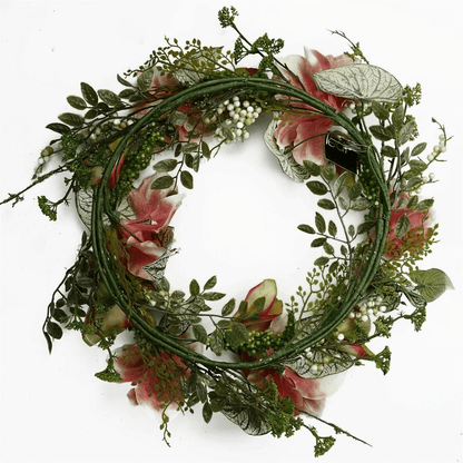 60cm Luxury Pink Lily Floral Wreath - Stunning Decor for Any Door - plants - express.com