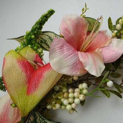 60cm Luxury Pink Lily Wreath - Elegant Floral Decor for Any Door - plants - express.com