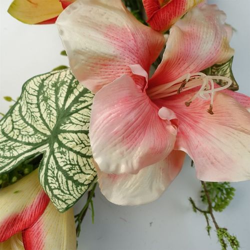 60cm Luxury Pink Lily Wreath - Elegant Floral Decor for Any Door - plants - express.com