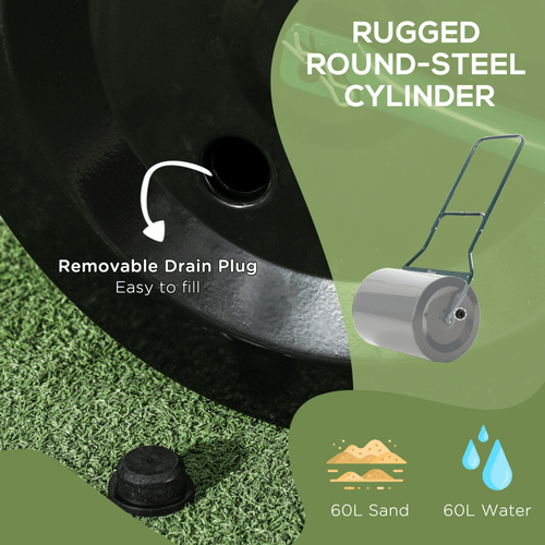 60L Heavy - Duty Steel Garden Roller with Fillable Cylinder for Effortless Lawn Care - plants - express.com