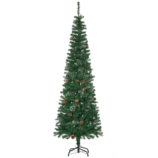 6.5FT Slim Pine Needle Christmas Tree with Pine Cones - Unlit Holiday Decor - plants - express.com