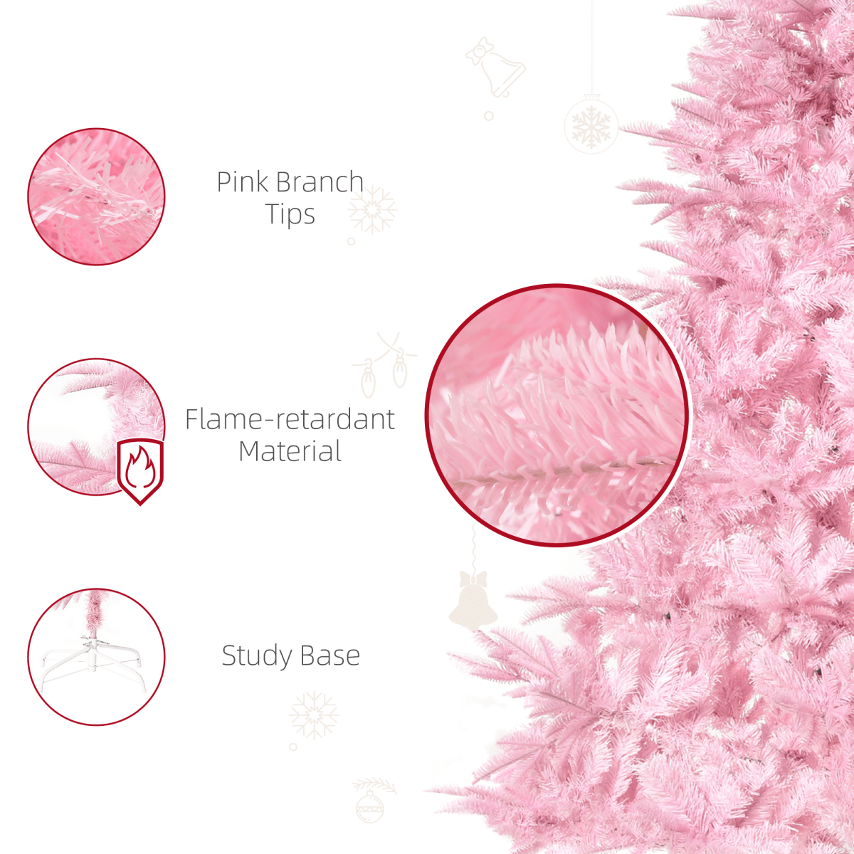 6FT Artificial Christmas Tree Holiday Xmas Automatic Open for Home Party Pink - plants - express.com