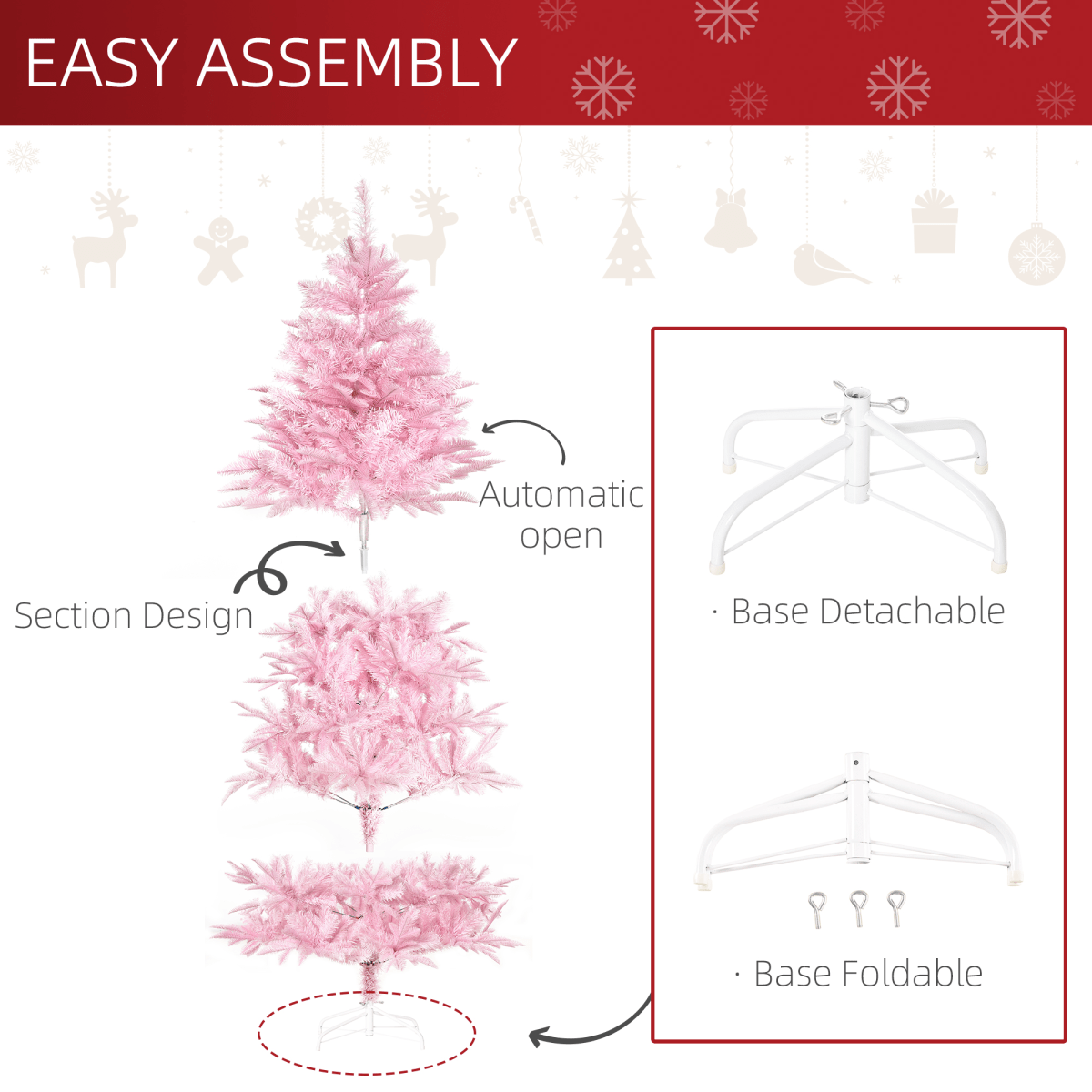 6FT Artificial Christmas Tree Holiday Xmas Automatic Open for Home Party Pink - plants - express.com