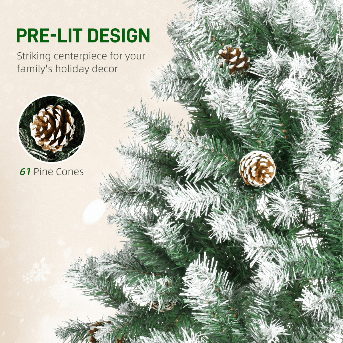 6FT Artificial Christmas Tree Pine Cones Xmas Home Deco Automatic Open Green - plants - express.com