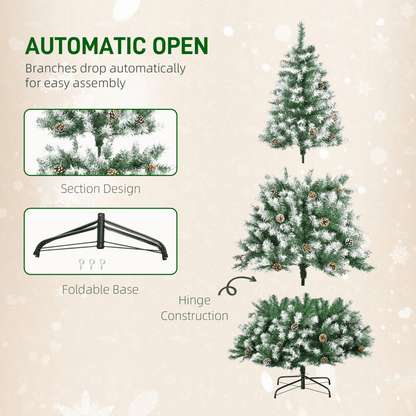 6FT Artificial Christmas Tree Pine Cones Xmas Home Deco Automatic Open Green - plants - express.com