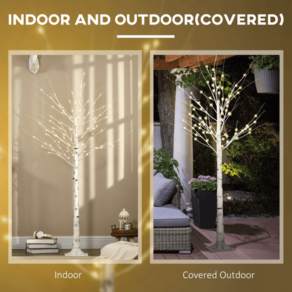 6ft Artificial White Birch Tree Light 96 Warm White Pre - Lit LED Light HOMCOM - plants - express.com