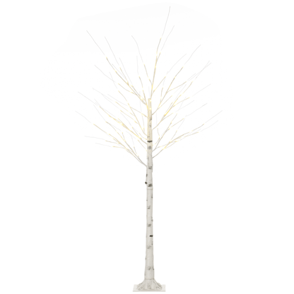 6ft Artificial White Birch Tree Light 96 Warm White Pre - Lit LED Light HOMCOM - plants - express.com