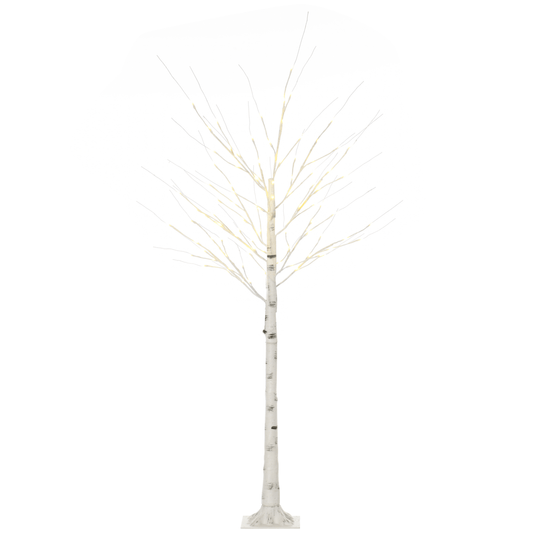 6ft Artificial White Birch Tree Light 96 Warm White Pre - Lit LED Light HOMCOM - plants - express.com