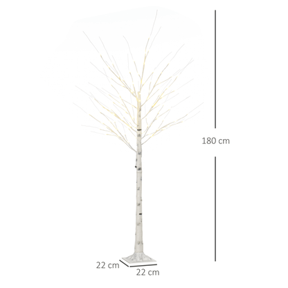 6ft Artificial White Birch Tree Light 96 Warm White Pre - Lit LED Light HOMCOM - plants - express.com