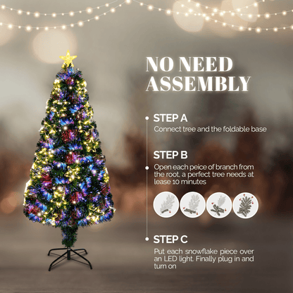 6ft Pre - Lit Fiber Optic Christmas Tree with Star Topper and Multicolor LEDs - plants - express.com