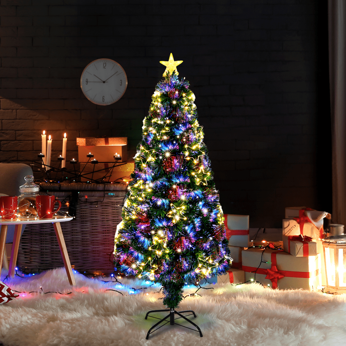 6ft Pre - Lit Fiber Optic Christmas Tree with Star Topper and Multicolor LEDs - plants - express.com