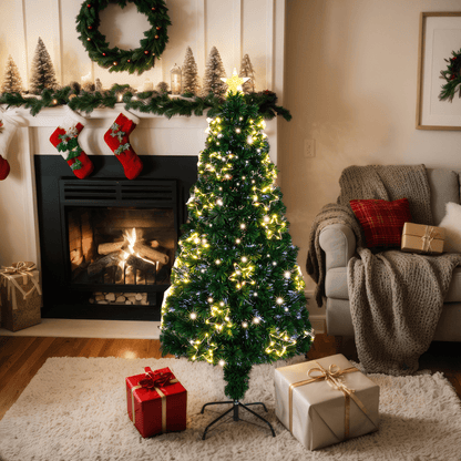 6ft Pre - Lit Fiber Optic Christmas Tree with Star Topper and Multicolor LEDs - plants - express.com