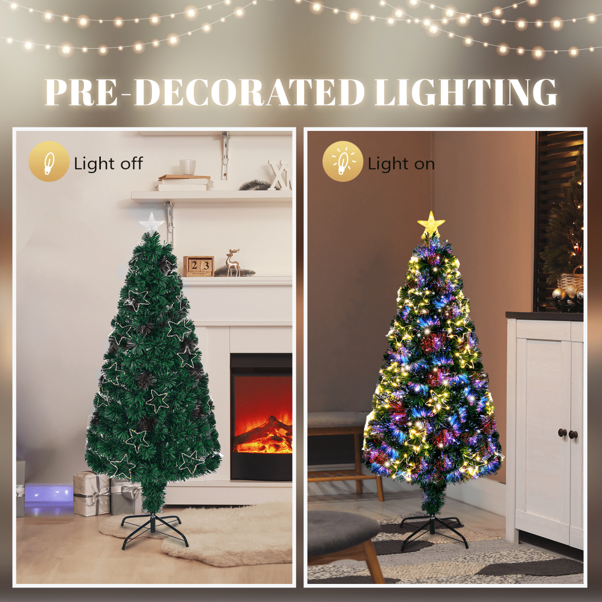 6ft Pre - Lit Fiber Optic Christmas Tree with Star Topper and Multicolor LEDs - plants - express.com