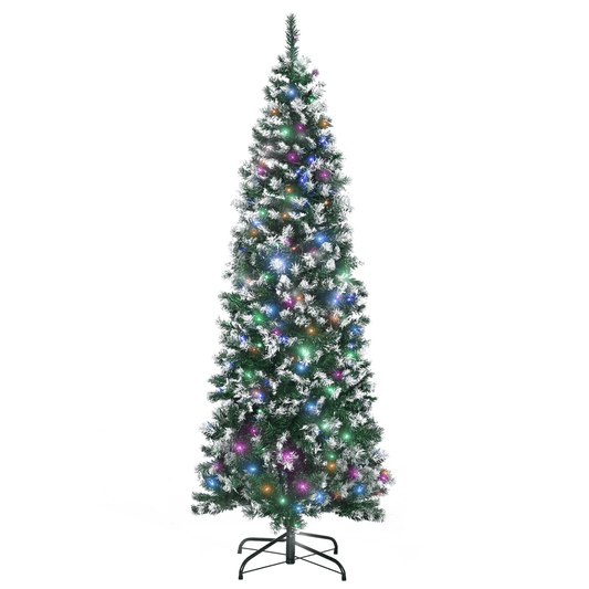 6FT Pre - Lit Snow - Dipped Christmas Tree with 300 Colorful LED Lights - plants - express.com