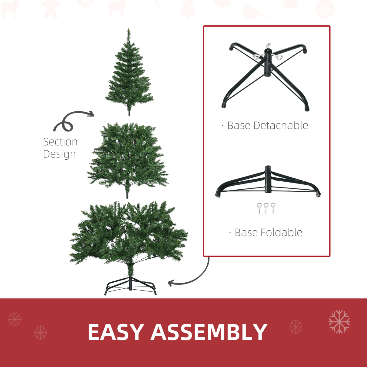 6ft Warm White LED Christmas Tree with 8 Light Modes, Realistic, Foldable Base - plants - express.com