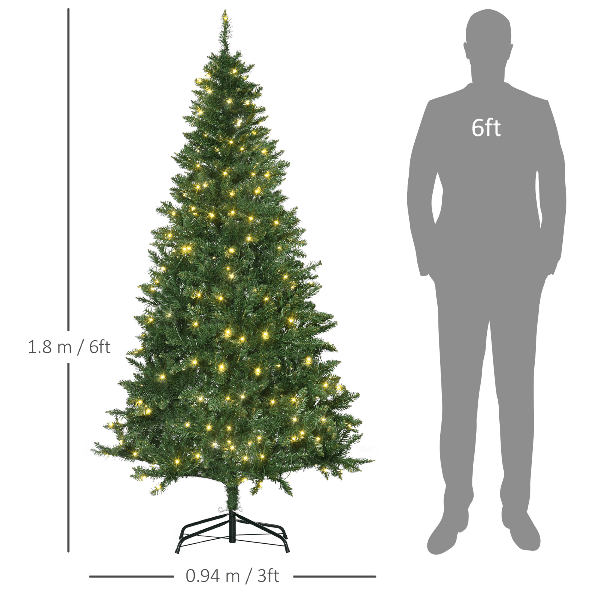 6ft Warm White LED Christmas Tree with 8 Light Modes, Realistic, Foldable Base - plants - express.com
