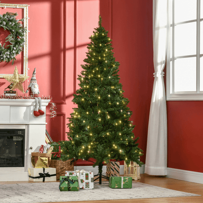 6ft Warm White LED Christmas Tree with 8 Light Modes, Realistic, Foldable Base - plants - express.com