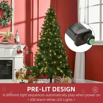 6ft Warm White LED Christmas Tree with 8 Light Modes, Realistic, Foldable Base - plants - express.com