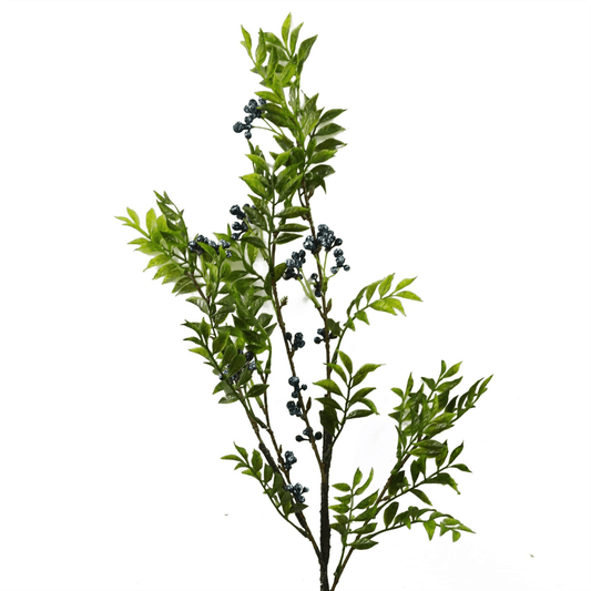 70cm Lifelike Nandina Spray with Vibrant Blue Berries - Artificial Floral Decor - plants - express.com