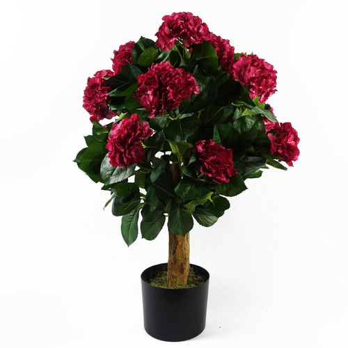 75cm Luxurious Pink Artificial Hydrangea Bush in Elegant Potted Display - plants - express.com
