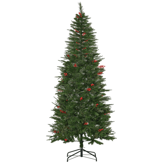 7ft HOMCOM Pencil Christmas Tree with Berries - Perfect for Holiday Customization! - plants - express.com