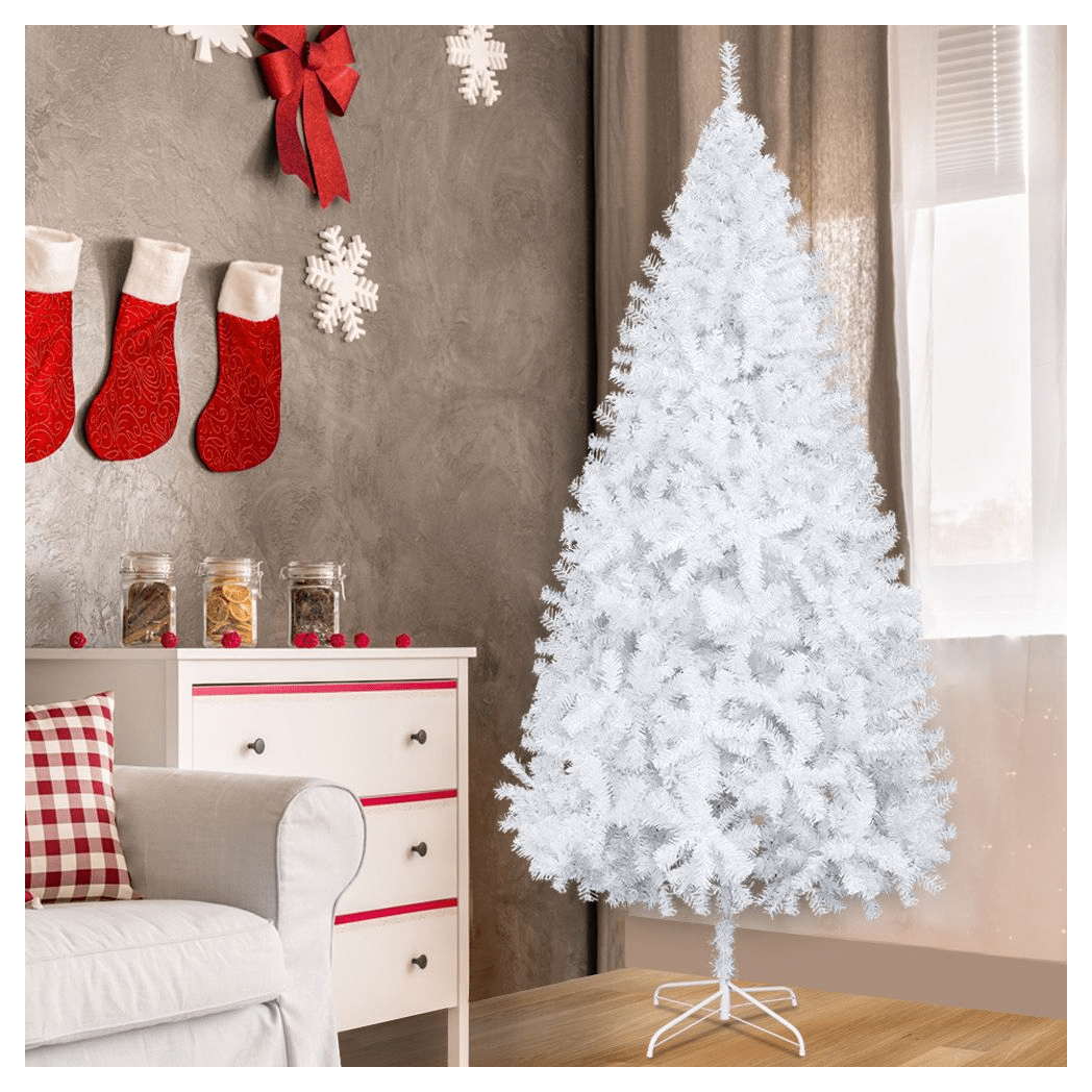 7FT Iron Leg White Christmas Tree with 950 Branches - plants - express.com