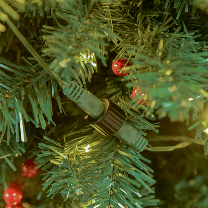 7FT Prelit Artificial Pencil Christmas Tree Warm White LED Red Berry Green - plants - express.com