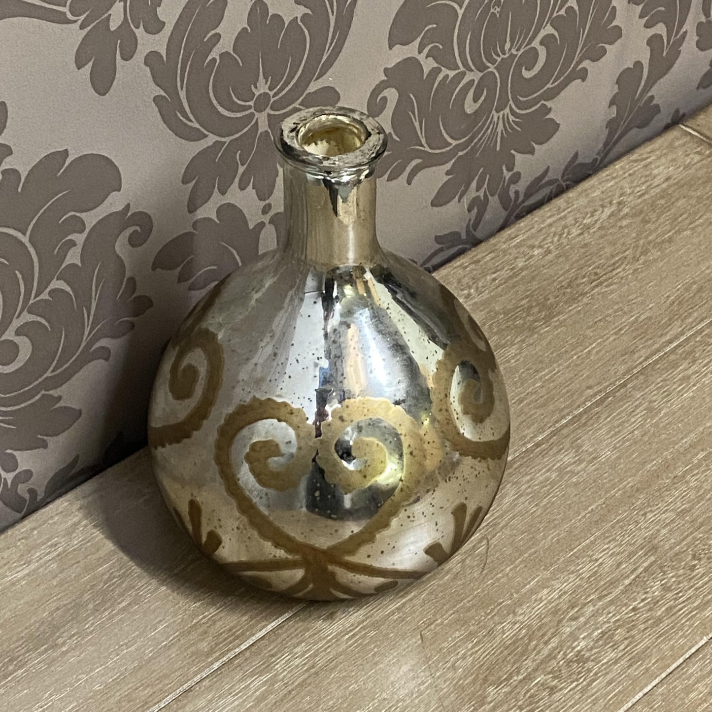 9 - Inch Antique Silver Glass Decorative Vase - plants - express.com