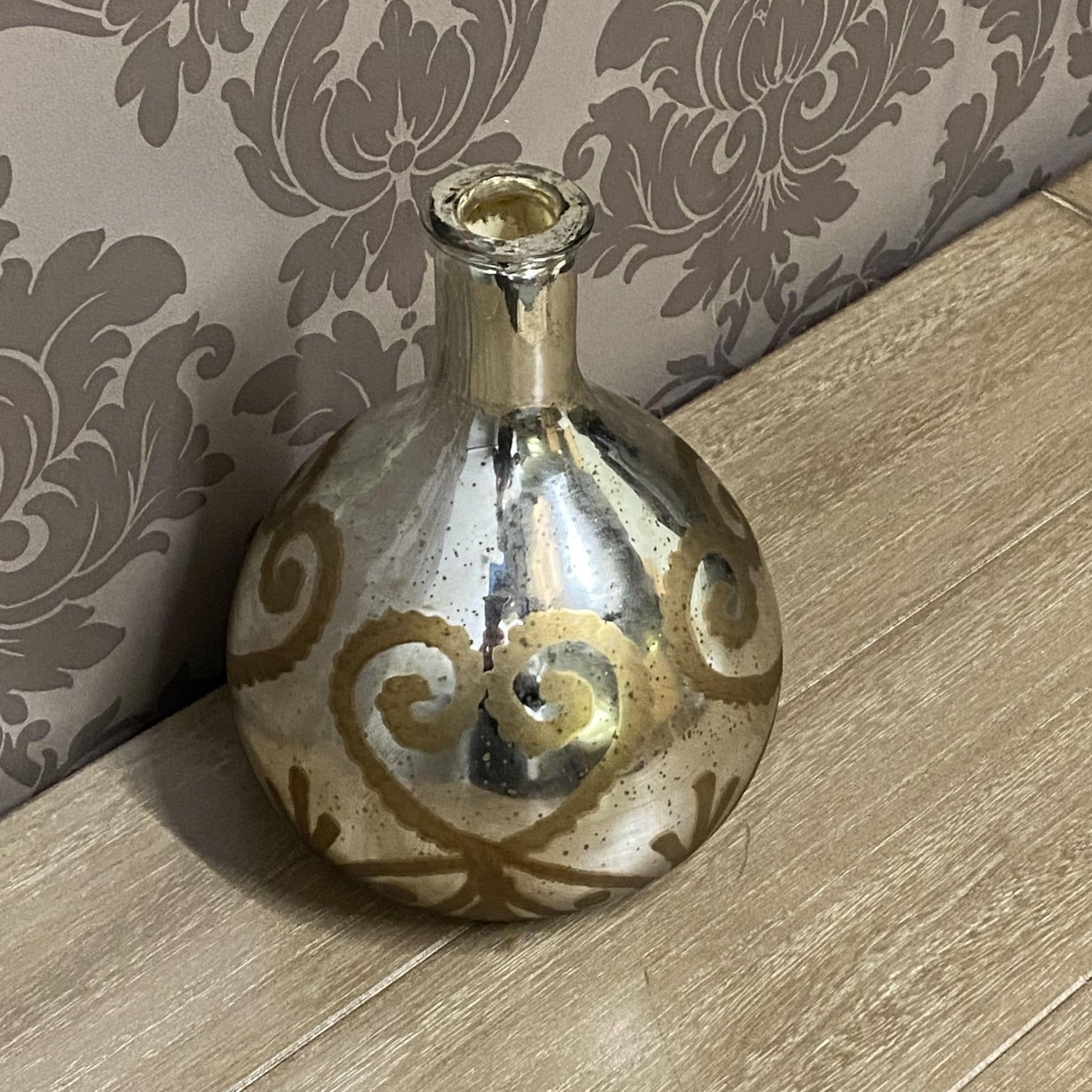 9 - Inch Antique Silver Glass Decorative Vase - plants - express.com