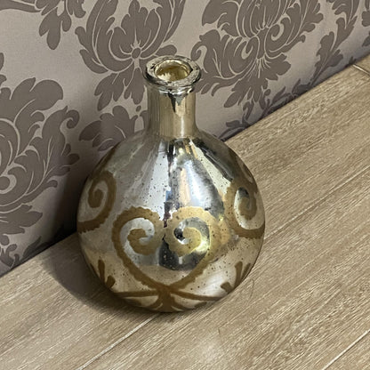 9 - Inch Antique Silver Glass Decorative Vase - plants - express.com