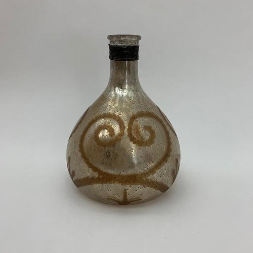 9 - Inch Antique Silver Glass Decorative Vase - plants - express.com