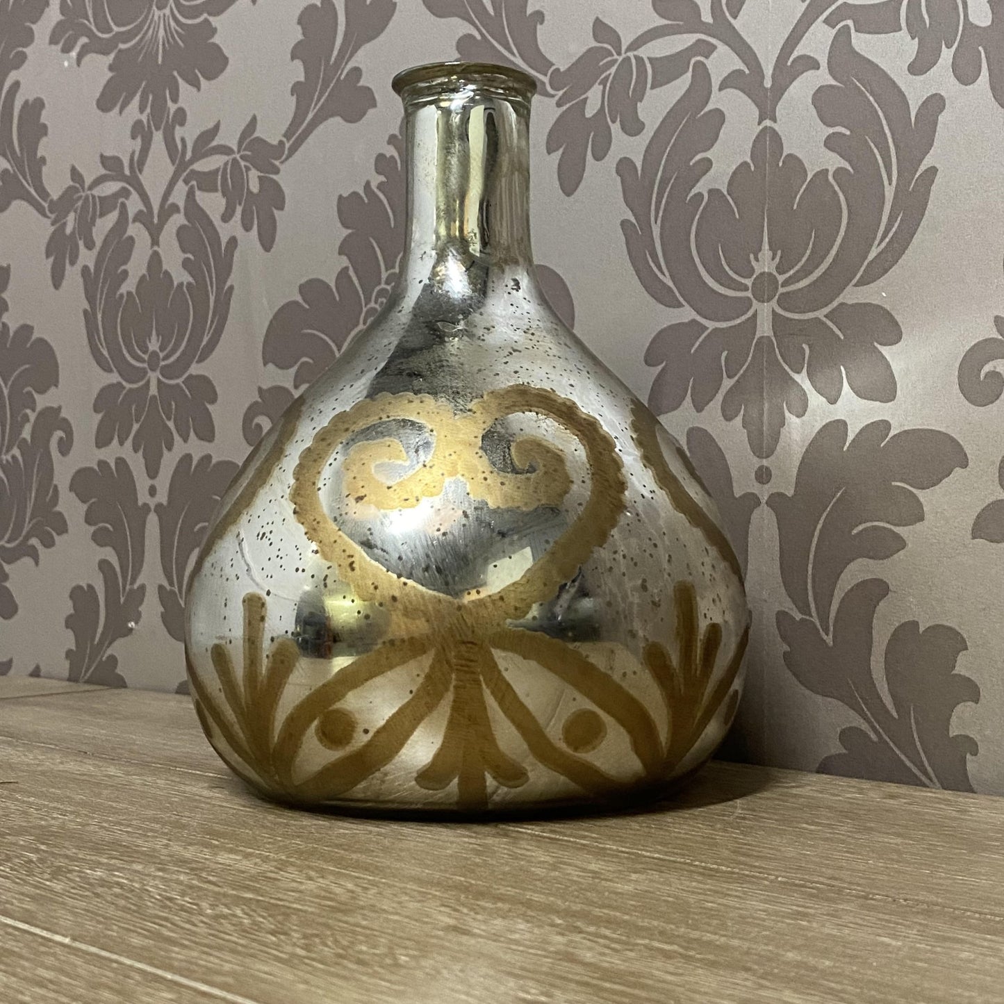 9 - Inch Antique Silver Glass Decorative Vase - plants - express.com