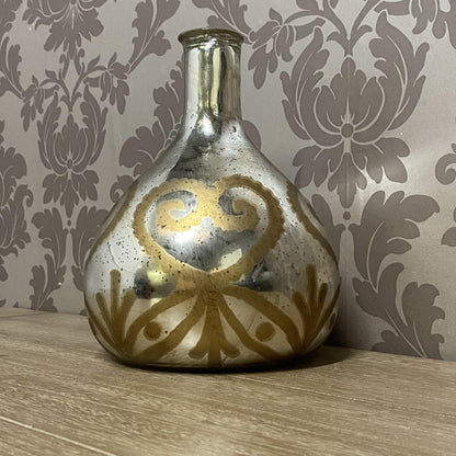 9 - Inch Antique Silver Glass Decorative Vase - plants - express.com