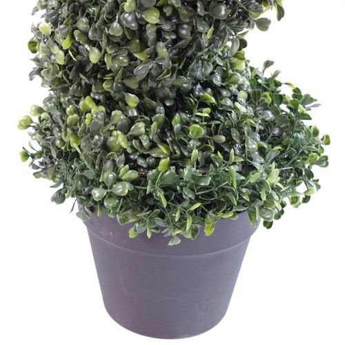 90cm (3ft) Tall Artificial Boxwood Tower Tree Topiary Spiral Metal Top - plants - express.com
