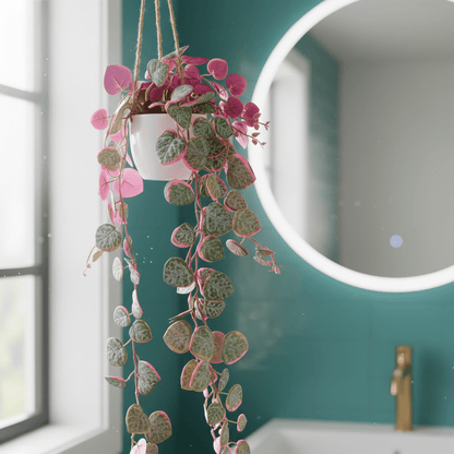 90cm Artificial Potted Trailing Hanging Pink Plant - Realistic String of Hearts - plants - express.com