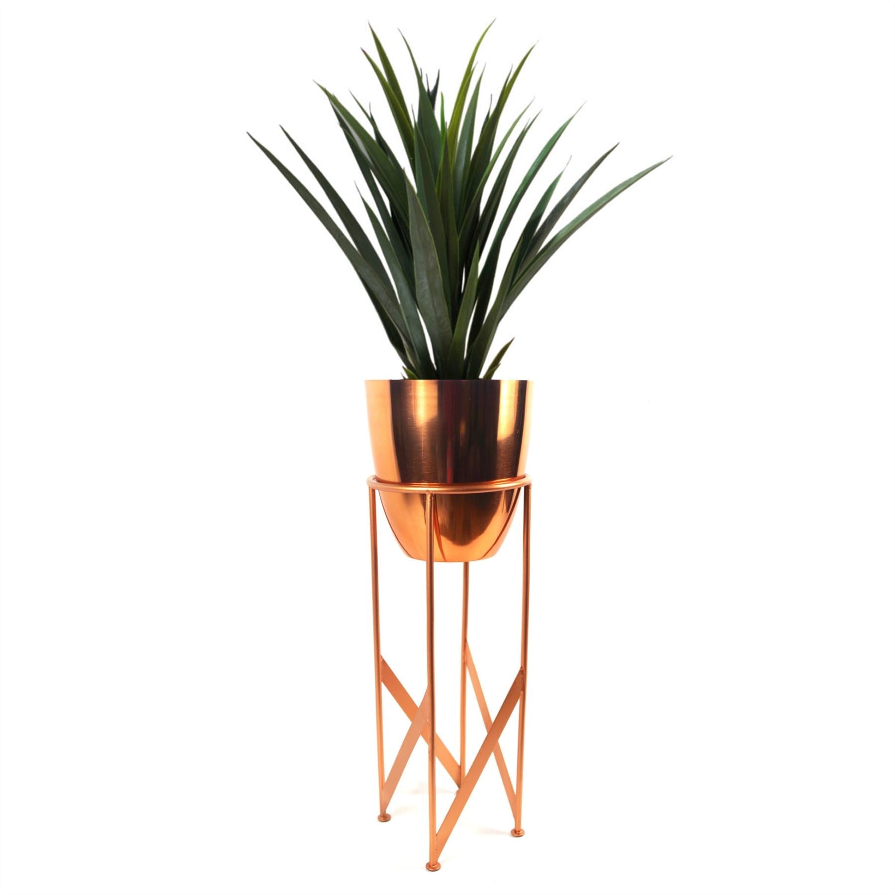 90cm Copper Planter with Artificial Yukka Plant - plants - express.com