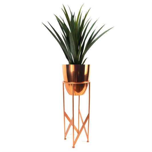90cm Copper Planter with Artificial Yukka Plant - plants - express.com