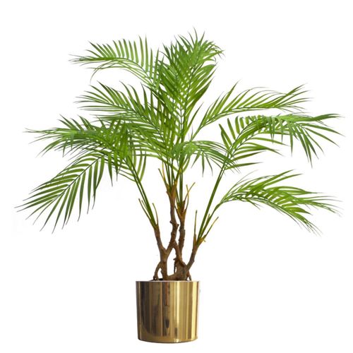 90cm Lifelike Areca Palm with Twisted Trunk in Elegant Metal Planter - plants - express.com