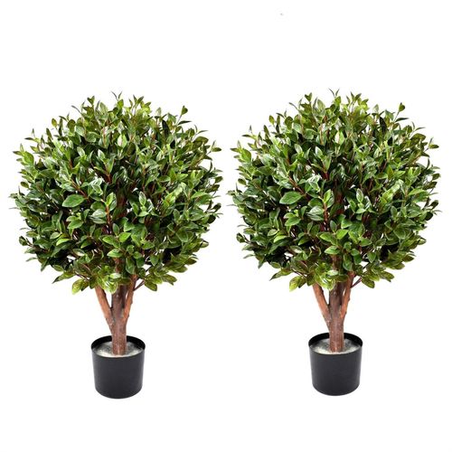 90cm Pair of UV Resistant Gloxinia Ball Topiary with 1608 Leaves and Natural Trunk - plants - express.com