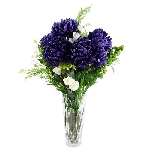 90cm Purple Chrysanthemum and Ferns Glass Vase - plants - express.com