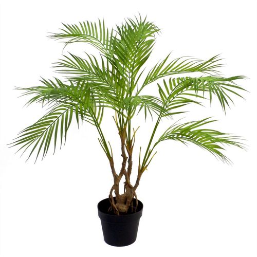 90cm Realistic Artificial Areca Palm with Sleek Silver Metal Planter - plants - express.com